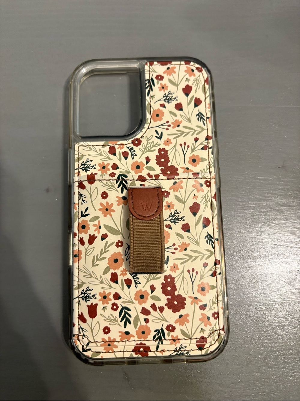 Floral Walli case. iPhone 16. Nondetachable card holder